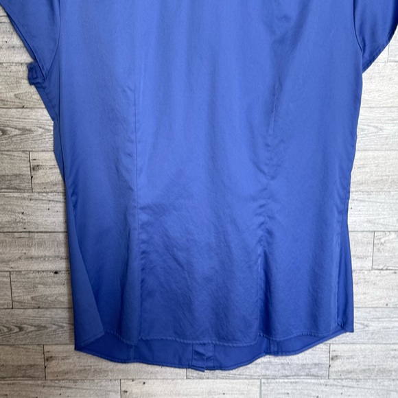 Antonio Melani Ellie Blouse Shirt Blue Button Front Cap Sleeve Cotton Small Posh - Picture 10 of 13